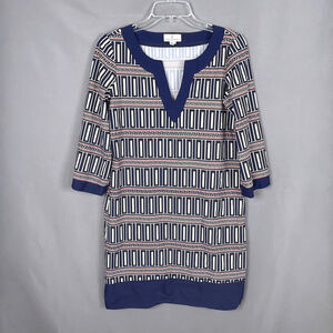 Jude Connally Dress Womens Medium Blue Sherri Geometric Shift Resort Cruise